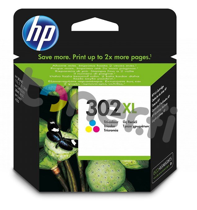 HP 302XL Väri Muste N:o F6U67AE