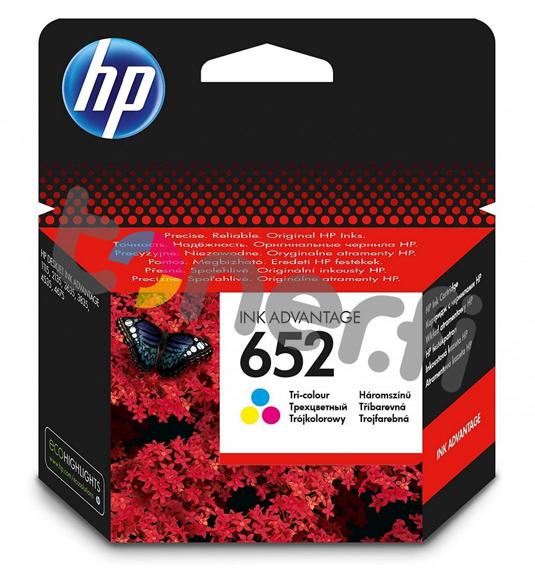 HP 652 Väri Muste N:o F6V24AE